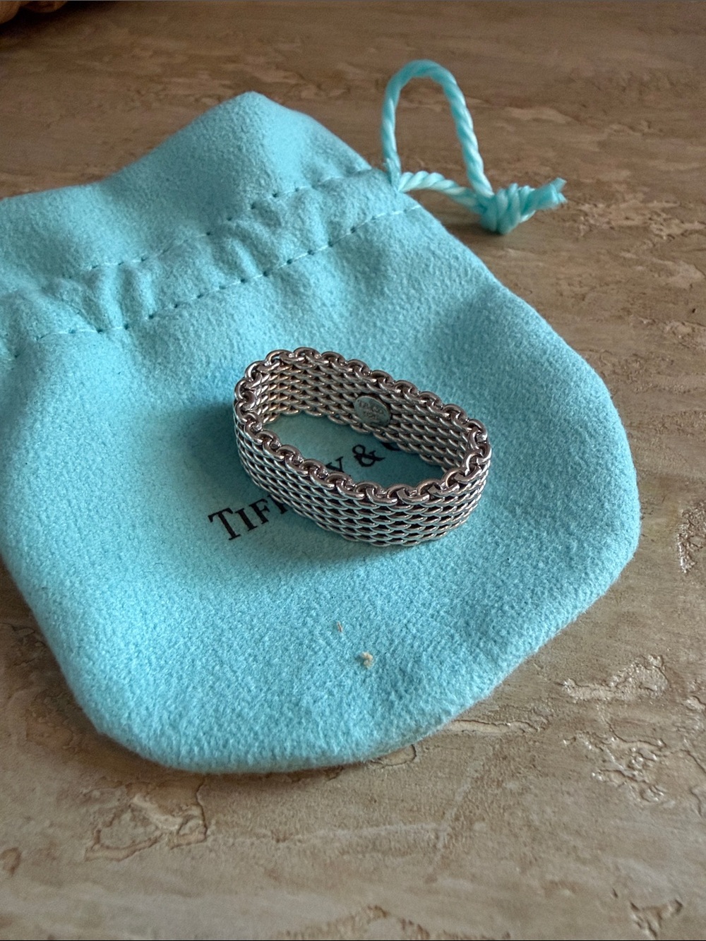 Tiffany & Co. Silver style Woven Link Ring - Silver